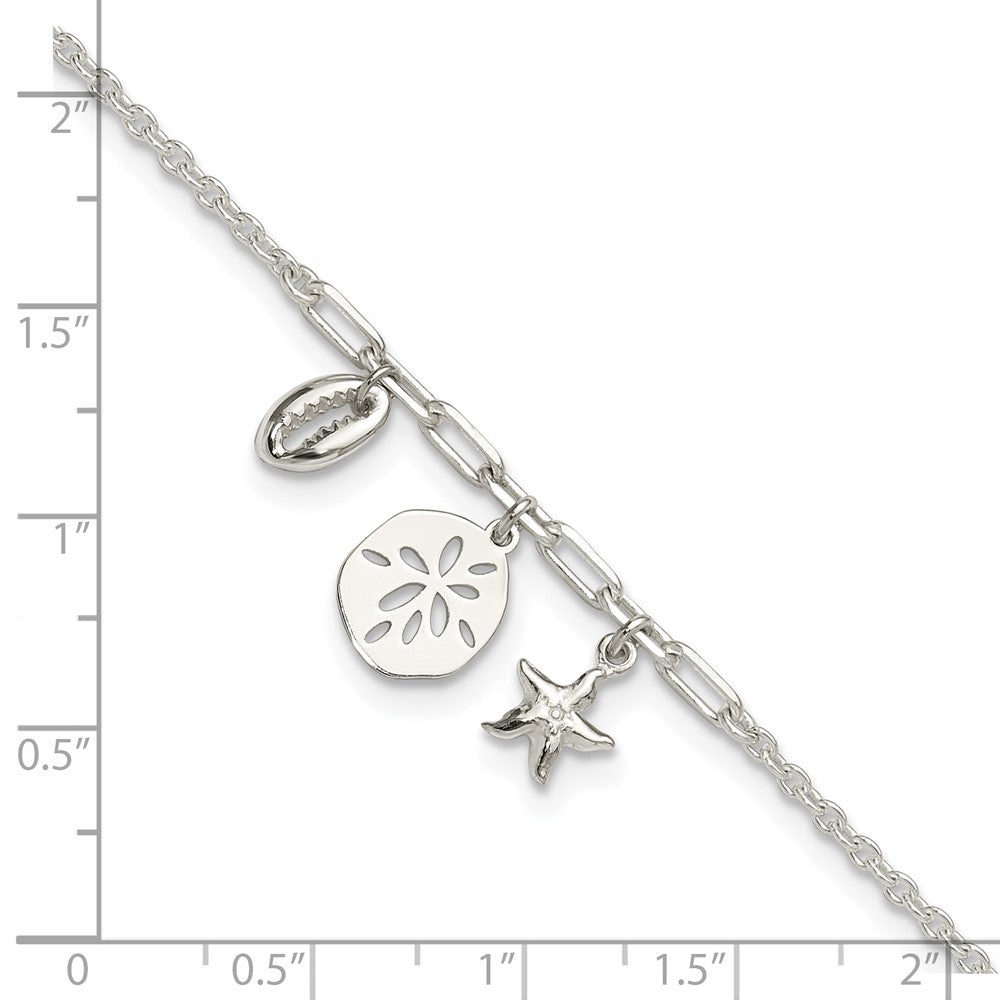 FJC Finejewelers 925 Sterling Silver Cable Shells 9in Plus 1 in Ext. Anklet 10 Inches