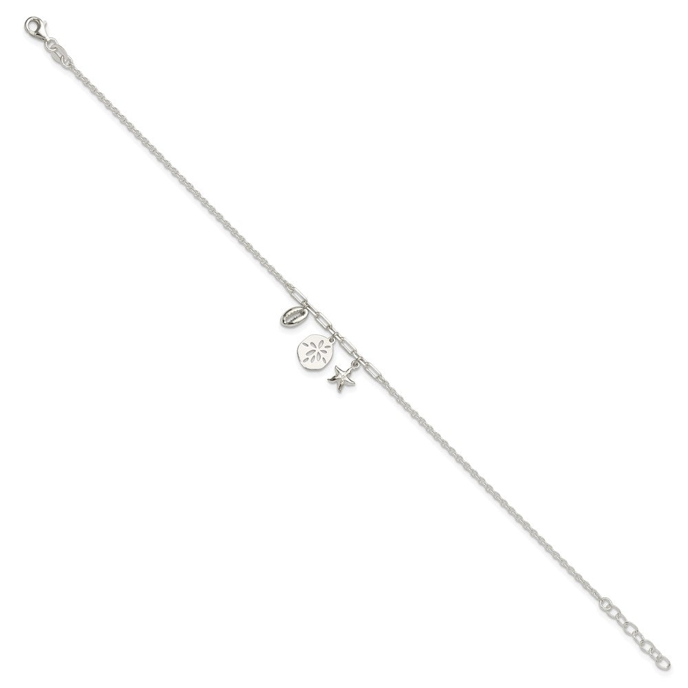 FJC Finejewelers 925 Sterling Silver Cable Shells 9in Plus 1 in Ext. Anklet 10 Inches