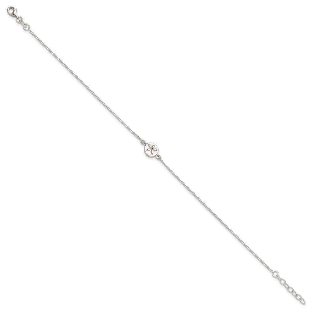FJC Finejewelers 925 Sterling Silver Curb with CZ Sand Dollar 9in Plus 1 in Ext. Anklet 10 Inches x 8 mm