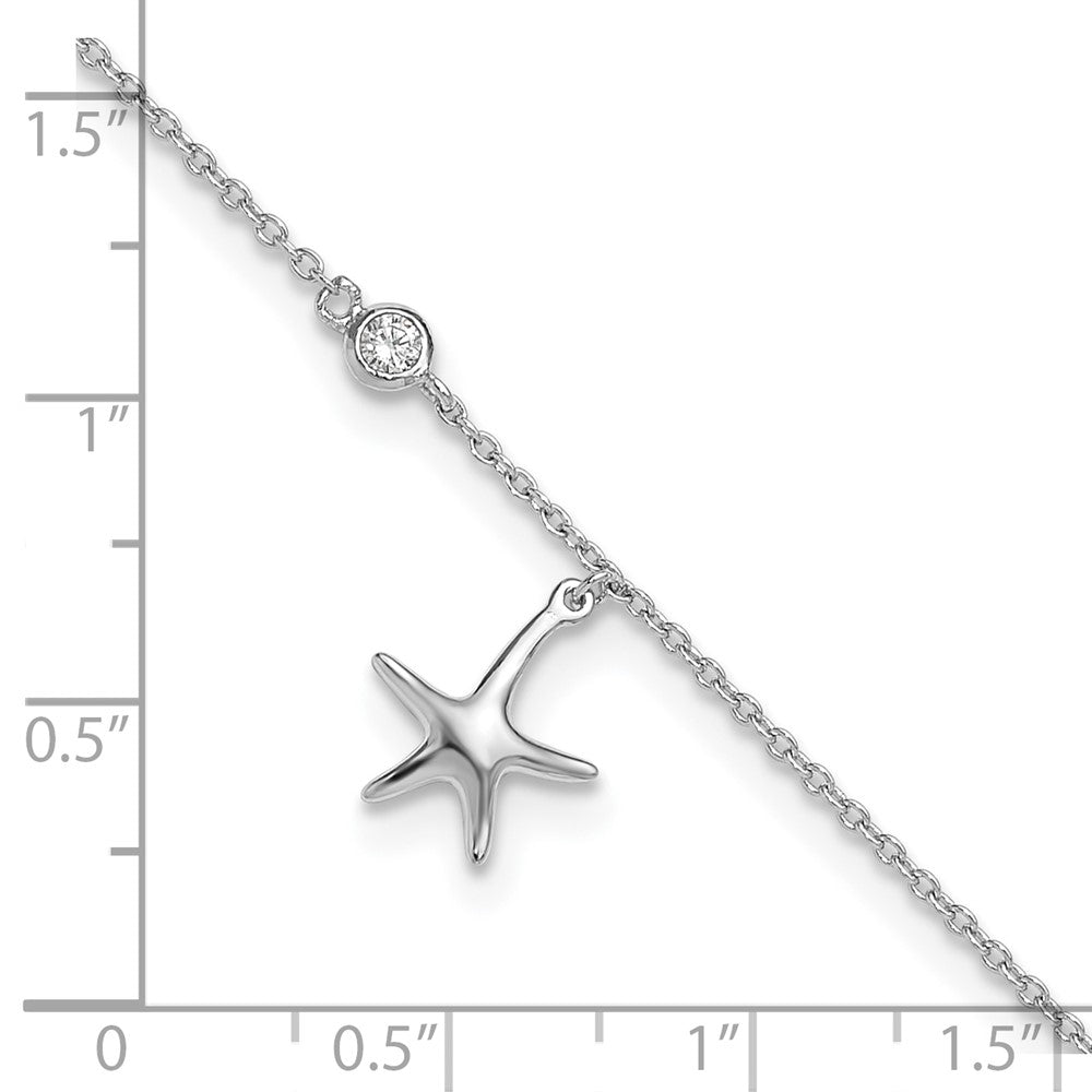 FJC Finejewelers 925 Sterling Silver Cable d CZ Starfish 9in Plus 1 in Ext Anklet 10 Inches x 12 mm