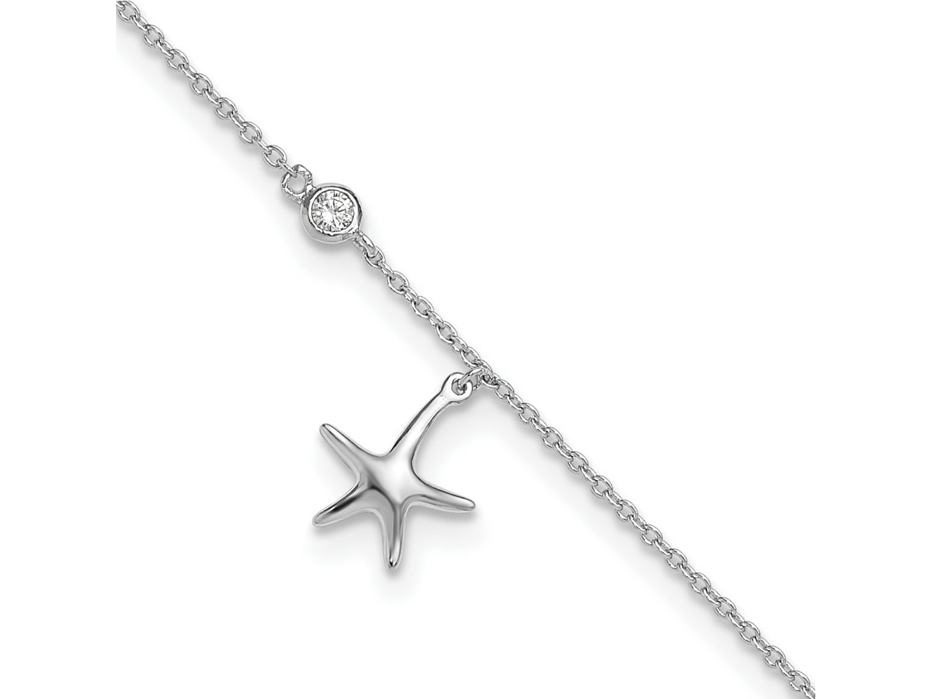 FJC Finejewelers 925 Sterling Silver Cable d CZ Starfish 9in Plus 1 in Ext Anklet 10 Inches x 12 mm