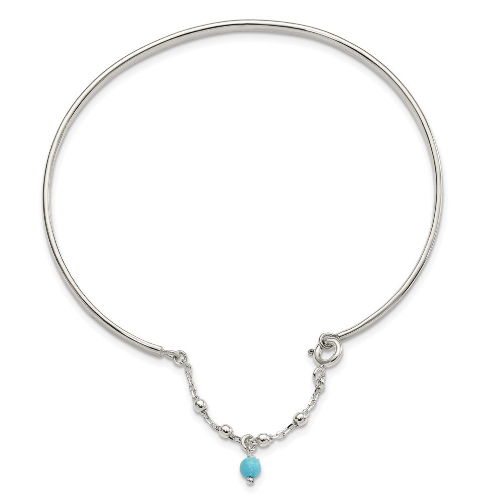 FJC Finejewelers 925 Sterling Silver Fashion Turquoise Bead Bangle Anklet 3 mm