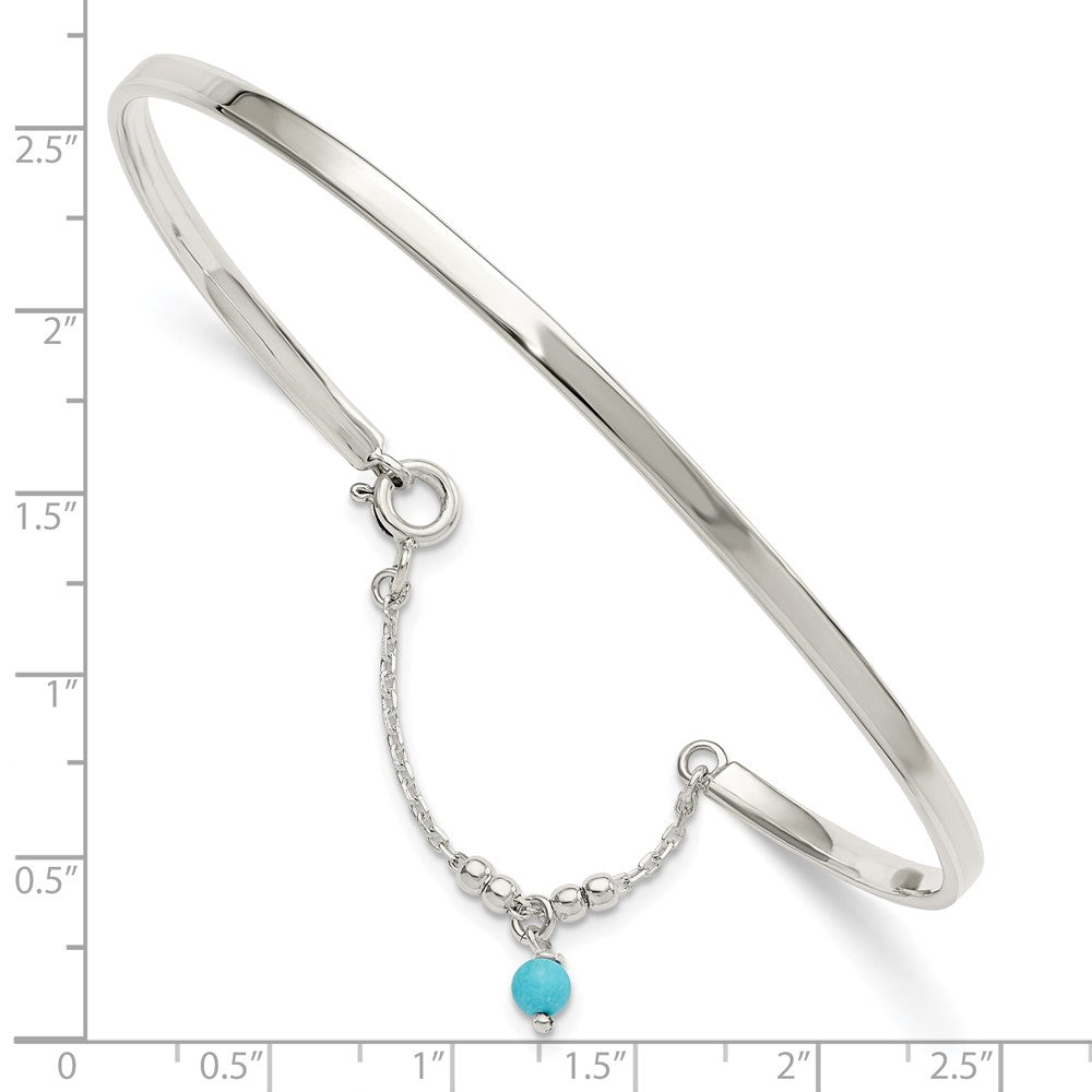 FJC Finejewelers 925 Sterling Silver Fashion Turquoise Bead Bangle Anklet 3 mm