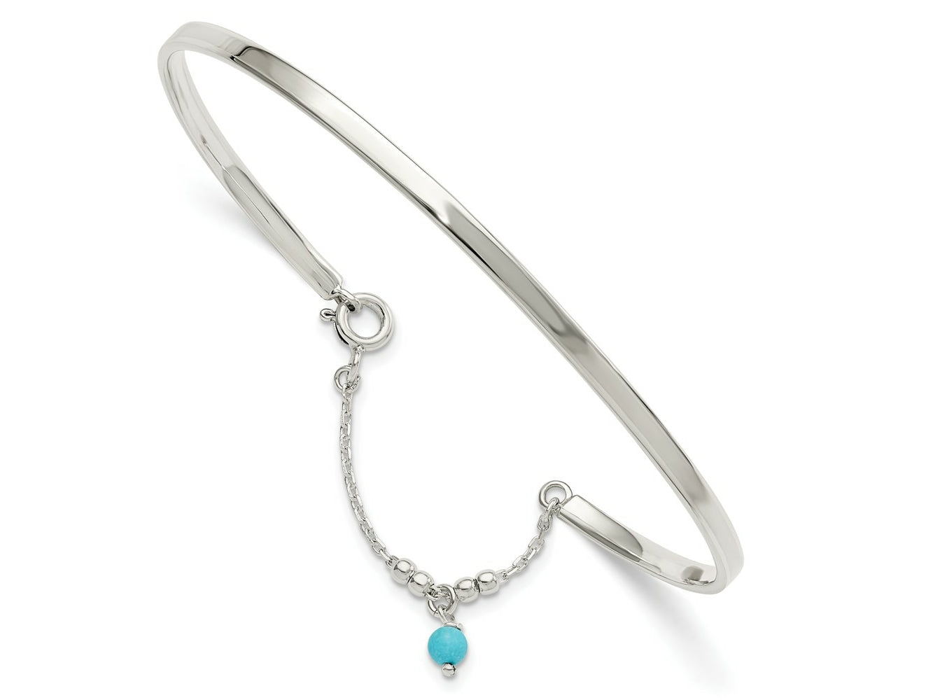 FJC Finejewelers 925 Sterling Silver Fashion Turquoise Bead Bangle Anklet 3 mm