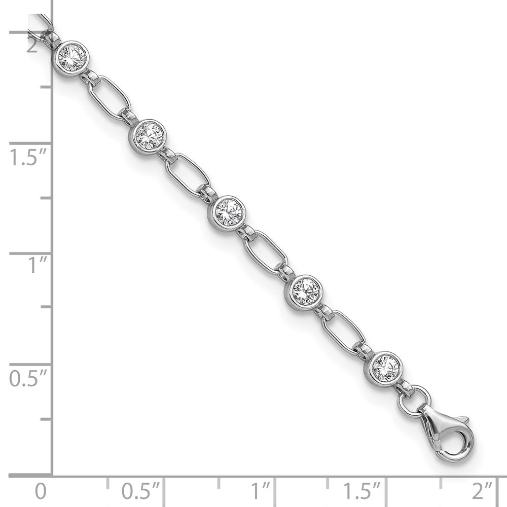 FJC Finejewelers 925 Sterling Silver Link Rhodium Plated Polished CZ Anklet 10 Inches x 3 mm
