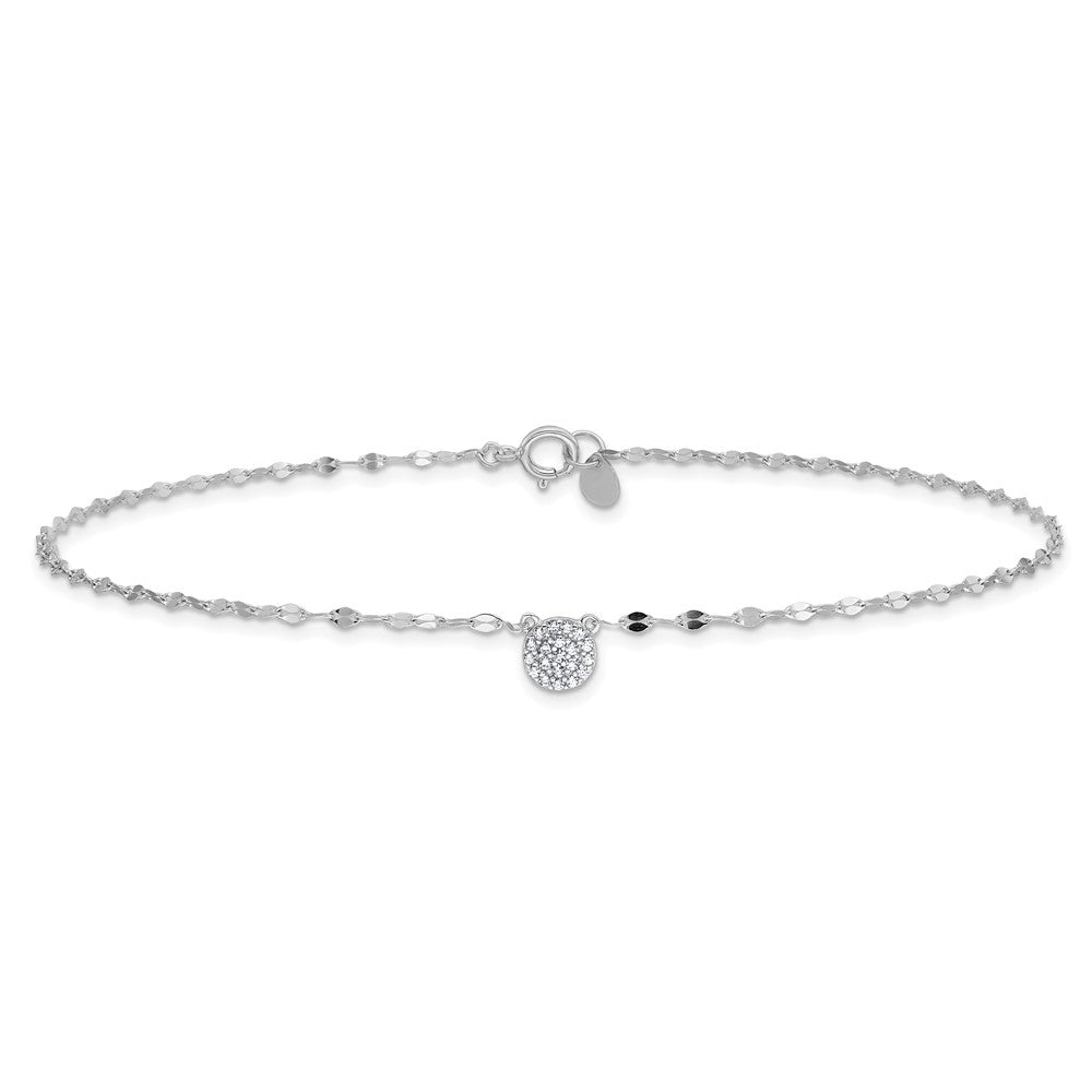 FJC Finejewelers 925 Sterling Silver Other Chain Rhodium Plated Polished CZ Anklet 10 Inches x 6 mm