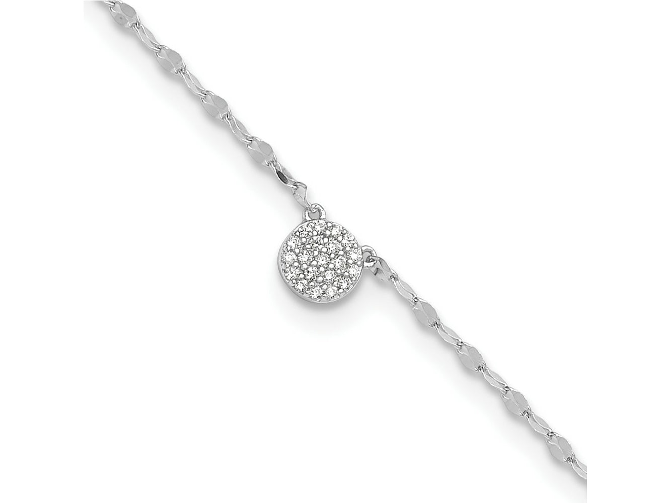 FJC Finejewelers 925 Sterling Silver Other Chain Rhodium Plated Polished CZ Anklet 10 Inches x 6 mm