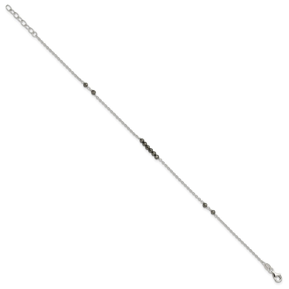 FJC Finejewelers 925 Sterling Silver Cable Black CZ Beads 9in Plus 1 in Ext. Anklet 10 Inches