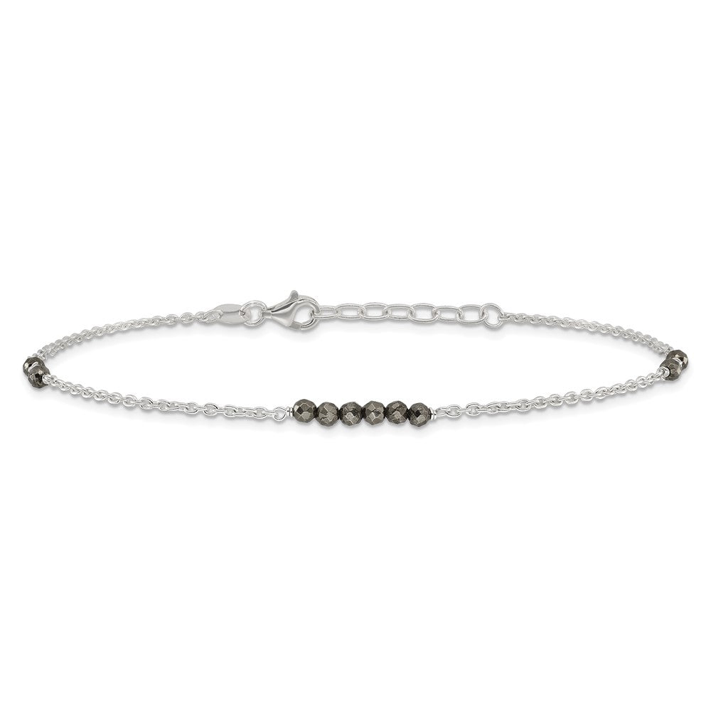 FJC Finejewelers 925 Sterling Silver Cable Black CZ Beads 9in Plus 1 in Ext. Anklet 10 Inches