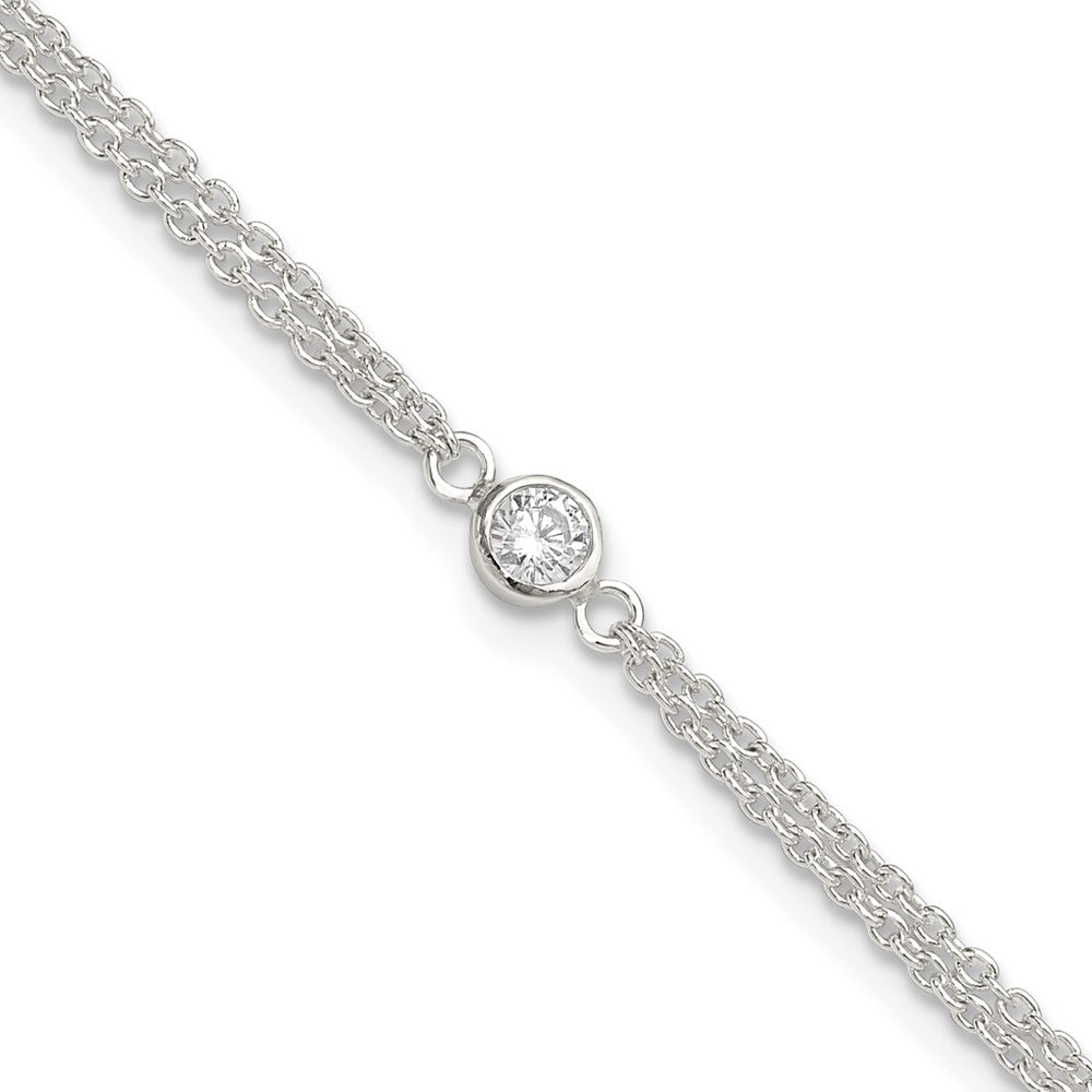 FJC Finejewelers 925 Sterling Silver Fashion Bezel CZ 2-Strand Anklet 9 Inches x 11 mm