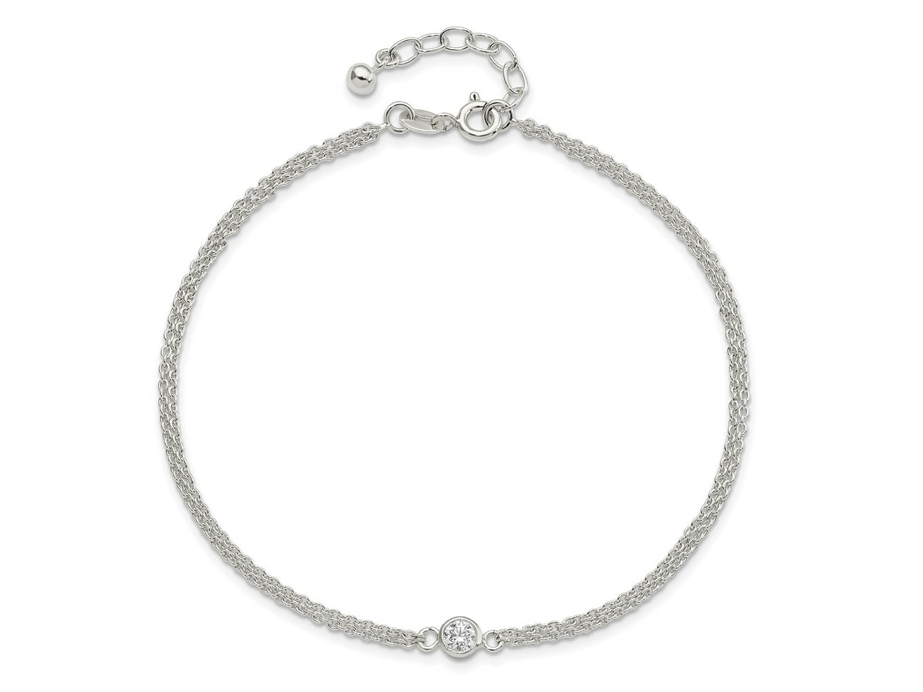 FJC Finejewelers 925 Sterling Silver Fashion Bezel CZ 2-Strand Anklet 9 Inches x 11 mm