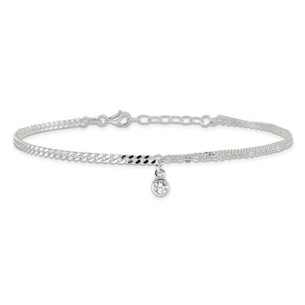 FJC Finejewelers 925 Sterling Silver Fashion CZ Fancy Chain 9in Plus 1in Ext. Anklet 9 Inches x 5 mm