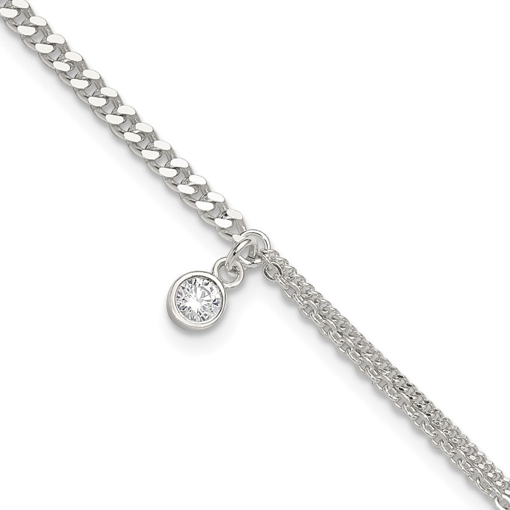 FJC Finejewelers 925 Sterling Silver Fashion CZ Fancy Chain 9in Plus 1in Ext. Anklet 9 Inches x 5 mm
