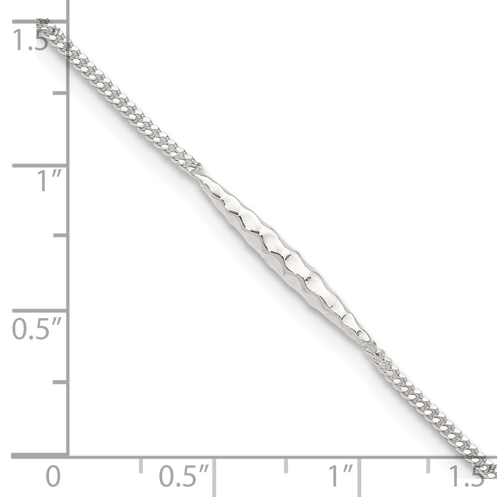 FJC Finejewelers 925 Sterling Silver Franco 9in Plus 1 in Ext. Textured Bar Anklet 9 Inches x 2 mm