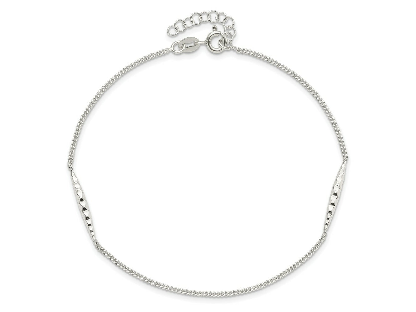 FJC Finejewelers 925 Sterling Silver Franco 9in Plus 1 in Ext. Textured Bar Anklet 9 Inches x 2 mm