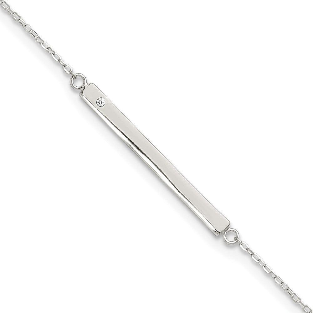 FJC Finejewelers 925 Sterling Silver Cable Polished Crystal Bar 9in Plus 1in ext Anklet 9 Inches x 3 mm