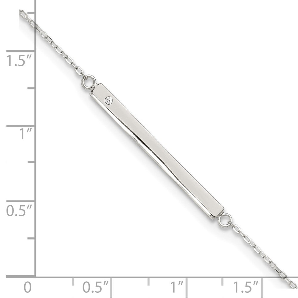 FJC Finejewelers 925 Sterling Silver Cable Polished Crystal Bar 9in Plus 1in ext Anklet 9 Inches x 3 mm