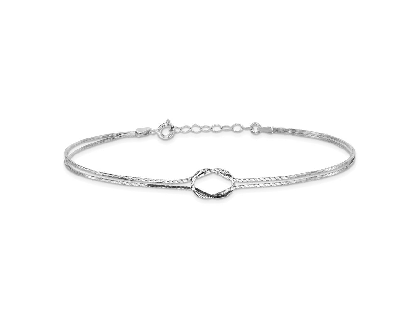FJC Finejewelers 925 Sterling Silver Snake Rhodium Platedd Fancy Loop 9in Plus 1in ext Anklet 9 Inches