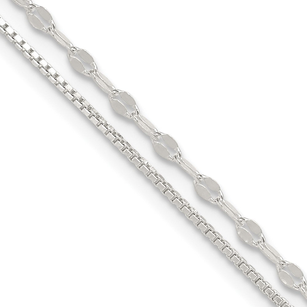 FJC Finejewelers 925 Sterling Silver Other Chain 2-Strand 9in Plus 1 in Ext. Fancy Chain Anklet 9 Inches