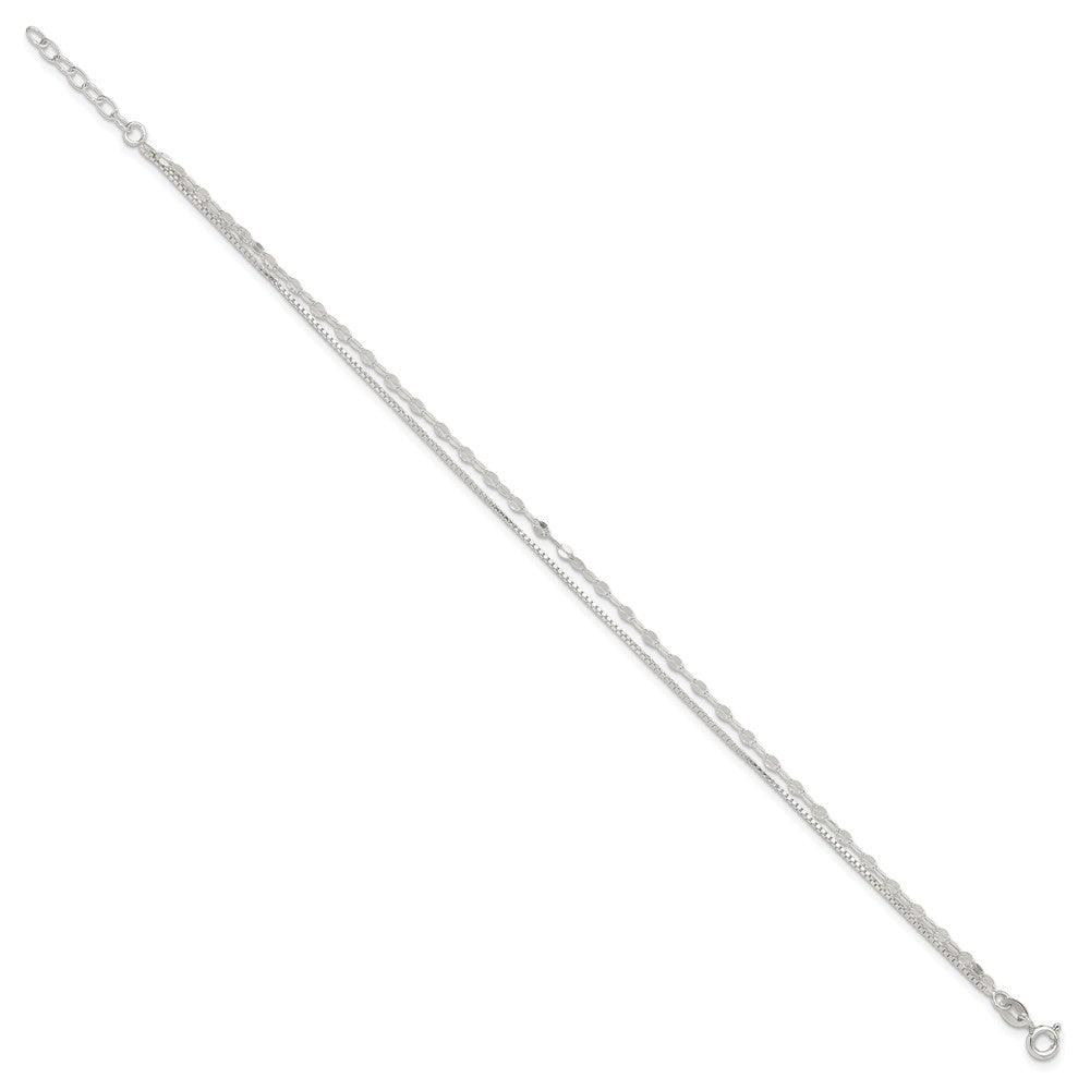 FJC Finejewelers 925 Sterling Silver Other Chain 2-Strand 9in Plus 1 in Ext. Fancy Chain Anklet 9 Inches