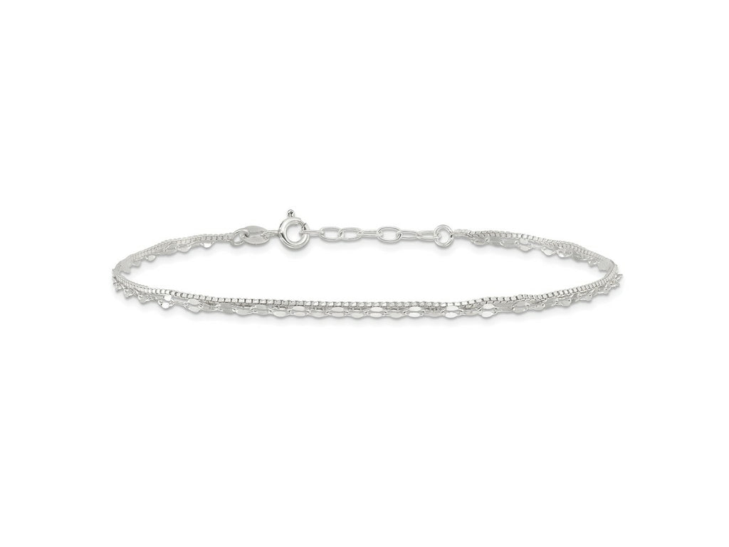 FJC Finejewelers 925 Sterling Silver Other Chain 2-Strand 9in Plus 1 in Ext. Fancy Chain Anklet 9 Inches