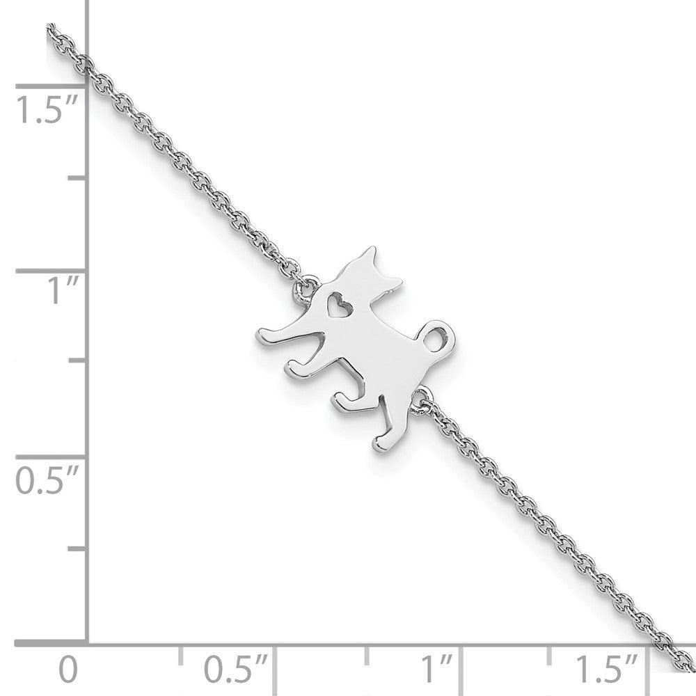 FJC Finejewelers 925 Sterling Silver  Cat with Heart 7in Plus 1in ext Bracelet 7 Inches x 10.49 mm