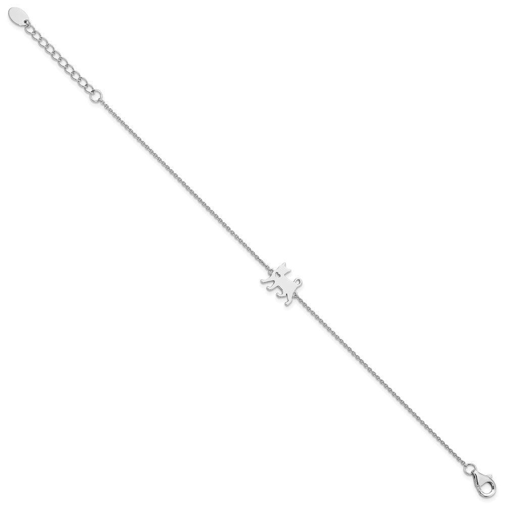 FJC Finejewelers 925 Sterling Silver  Cat with Heart 7in Plus 1in ext Bracelet 7 Inches x 10.49 mm