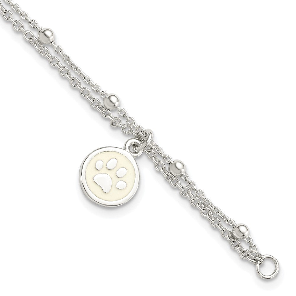 FJC Finejewelers 925 Sterling Silver 2-Strand Heart and Enameled Paw Print Bracelet 7.5 Inches x 9.57 mm