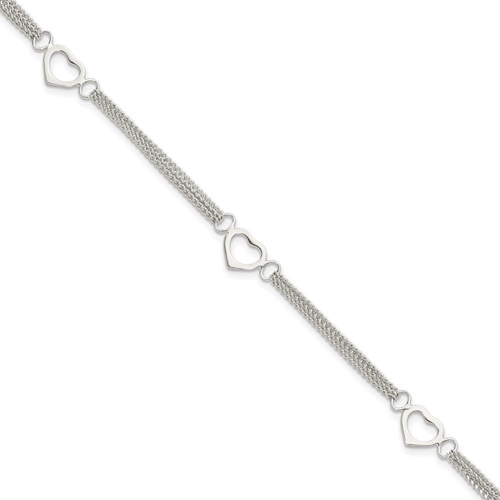 FJC Finejewelers 925 Sterling Silver Polished Multi-strand Heart 7in Bracelet 7 Inches x 15.3 mm