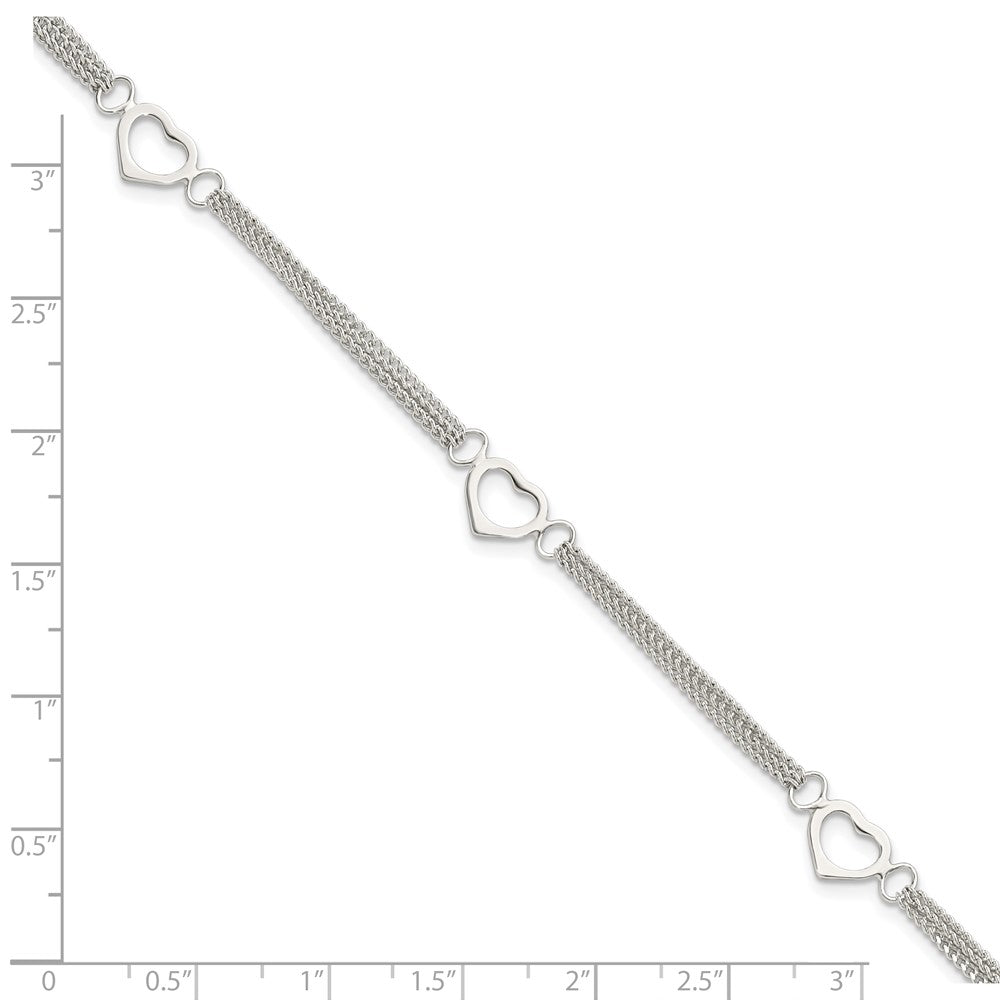 FJC Finejewelers 925 Sterling Silver Polished Multi-strand Heart 7in Bracelet 7 Inches x 15.3 mm