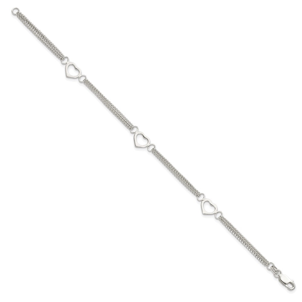 FJC Finejewelers 925 Sterling Silver Polished Multi-strand Heart 7in Bracelet 7 Inches x 15.3 mm