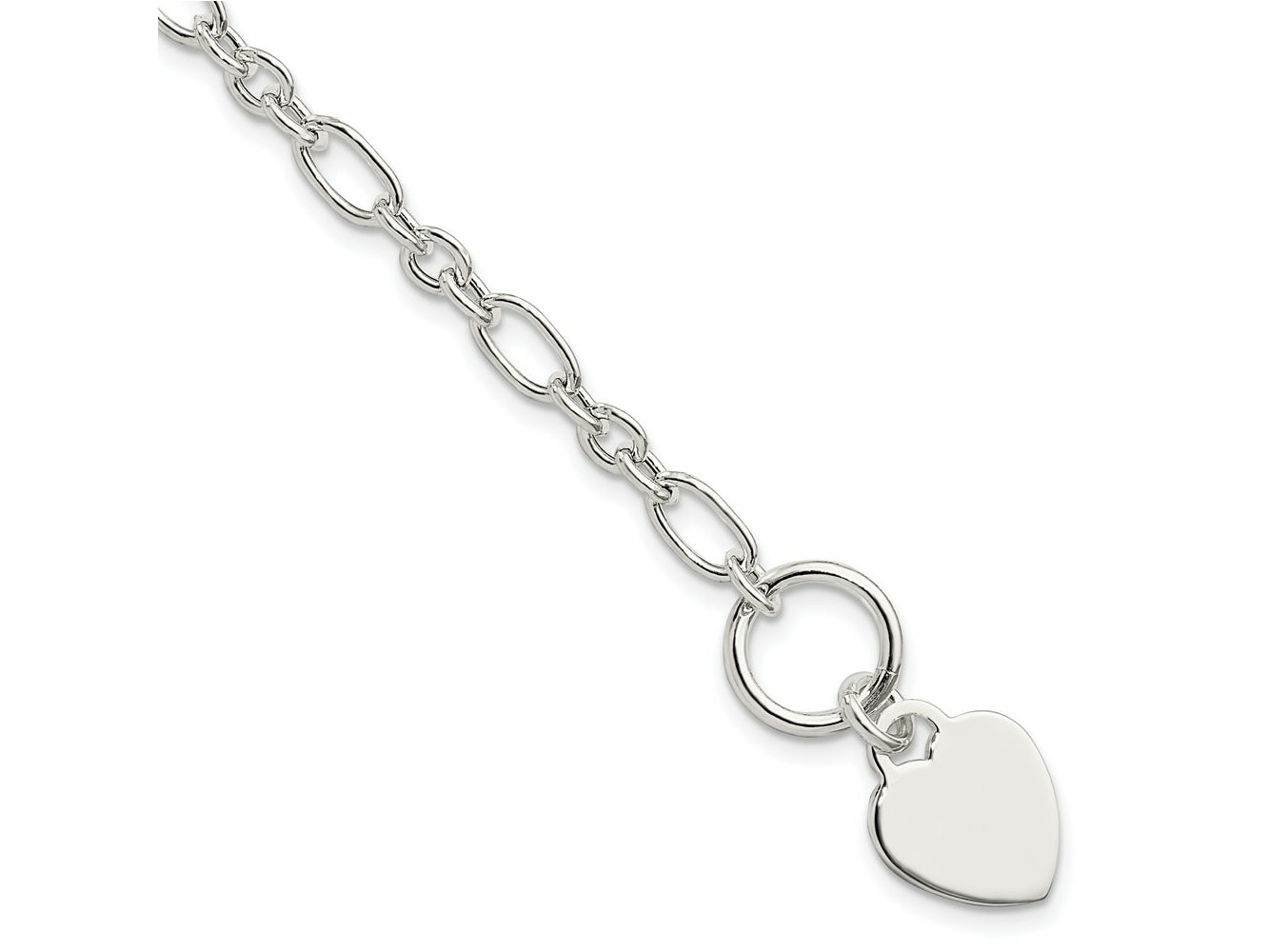FJC Finejewelers 925 Sterling Silver Polished Heart Charm Fancy Link Bracelet 7.5 Inches x 12.25 mm