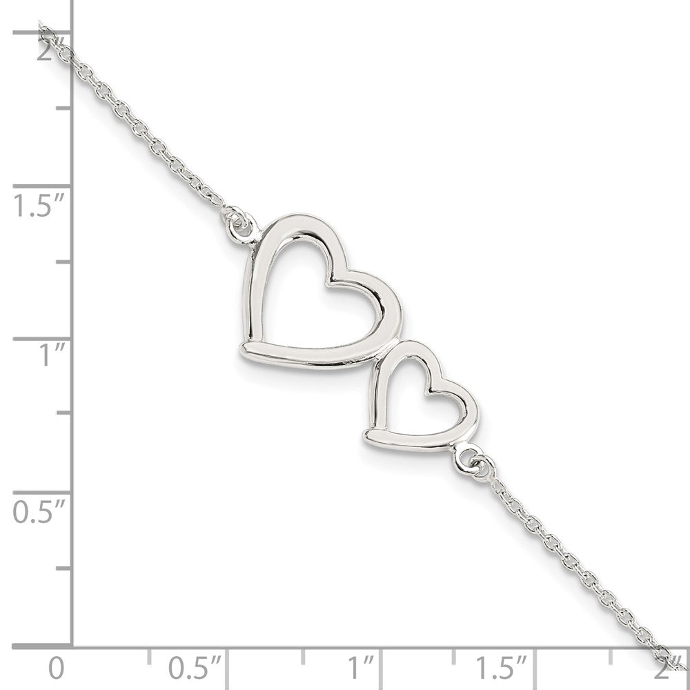 FJC Finejewelers 925 Sterling Silver Bracelet with Station Two Hearts 7.5 Inches x 29.16 mm