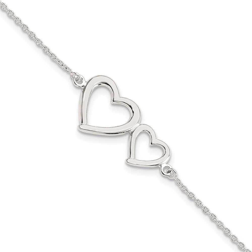 FJC Finejewelers 925 Sterling Silver Bracelet with Station Two Hearts 7.5 Inches x 29.16 mm