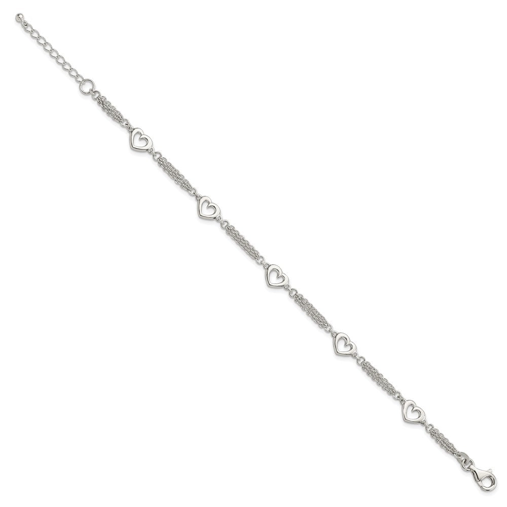 FJC Finejewelers 925 Sterling Silver Bracelets with Station Hearts 7.5in with 1.0 in ext Bracelet 7.5 Inches x 12.04 mm