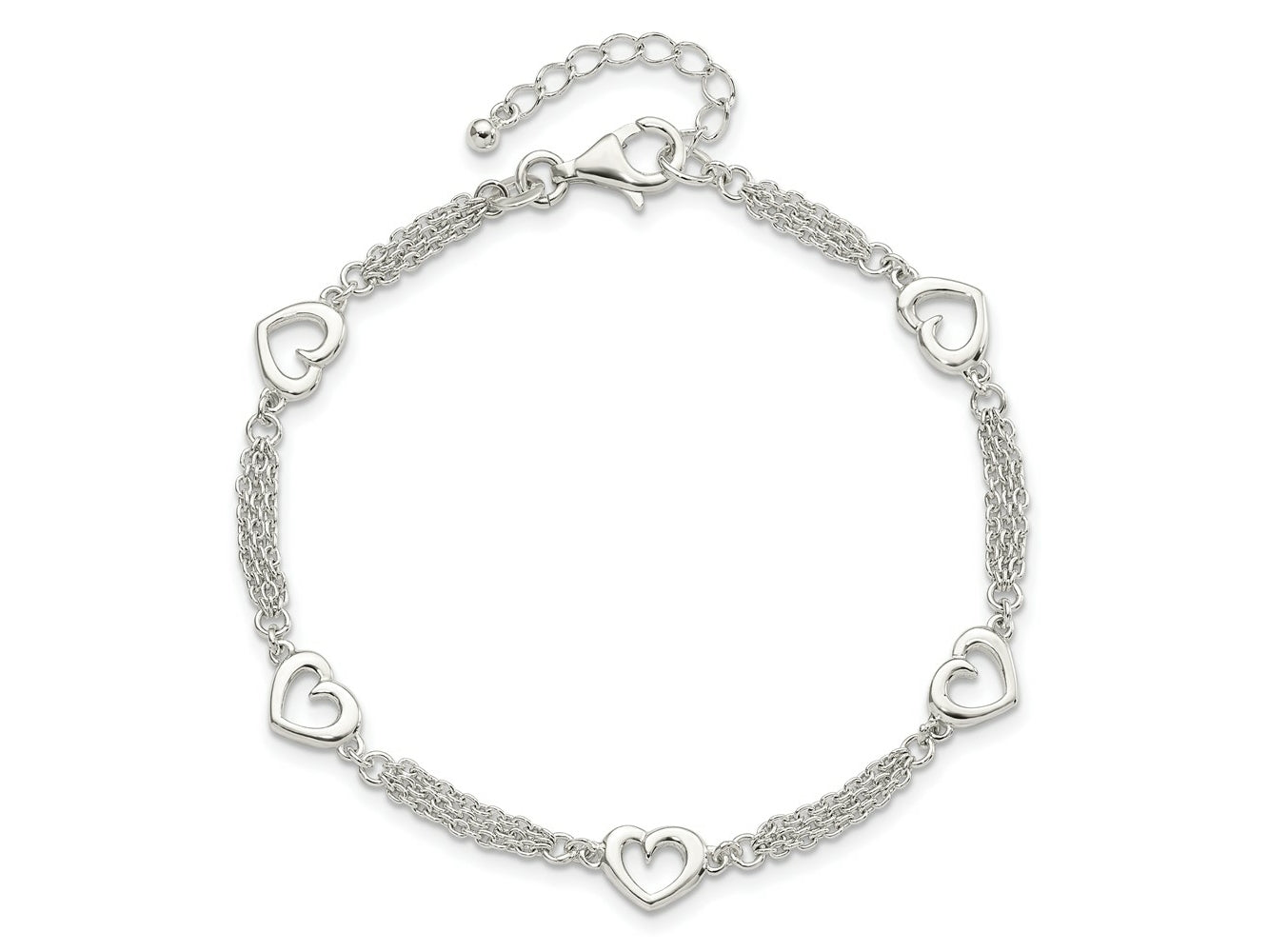 FJC Finejewelers 925 Sterling Silver Bracelets with Station Hearts 7.5in with 1.0 in ext Bracelet 7.5 Inches x 12.04 mm
