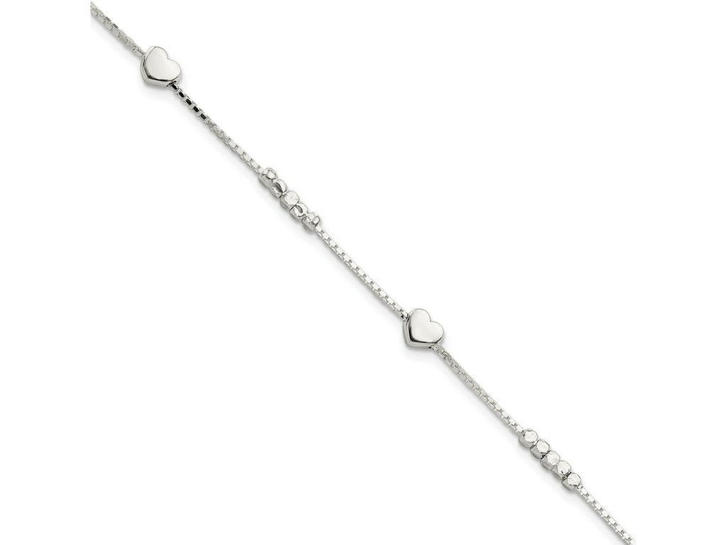 FJC Finejewelers 925 Sterling Silver Bracelets with Station Fancy Bead and Heart 8 Inches x 5.4 mm