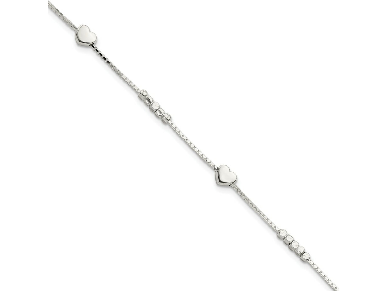 FJC Finejewelers 925 Sterling Silver Bracelets with Station Fancy Bead and Heart 8 Inches x 5.4 mm