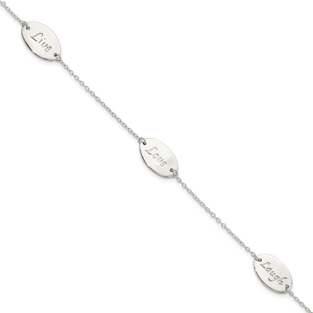 FJC Finejewelers 925 Sterling Silver Cable Polished Live Laugh Love 7.5in Bracelet 7.5 Inches x 9.2 mm