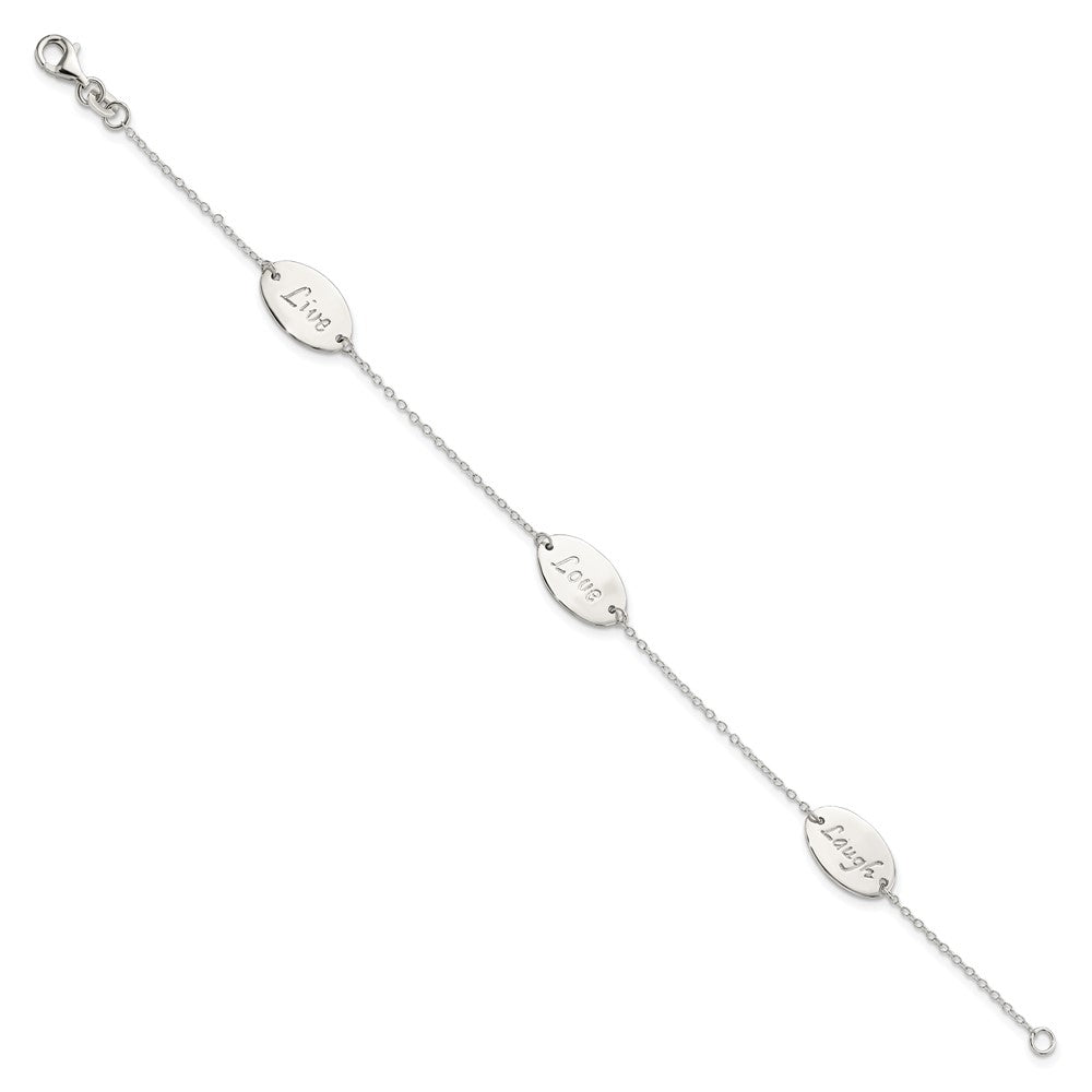 FJC Finejewelers 925 Sterling Silver Cable Polished Live Laugh Love 7.5in Bracelet 7.5 Inches x 9.2 mm