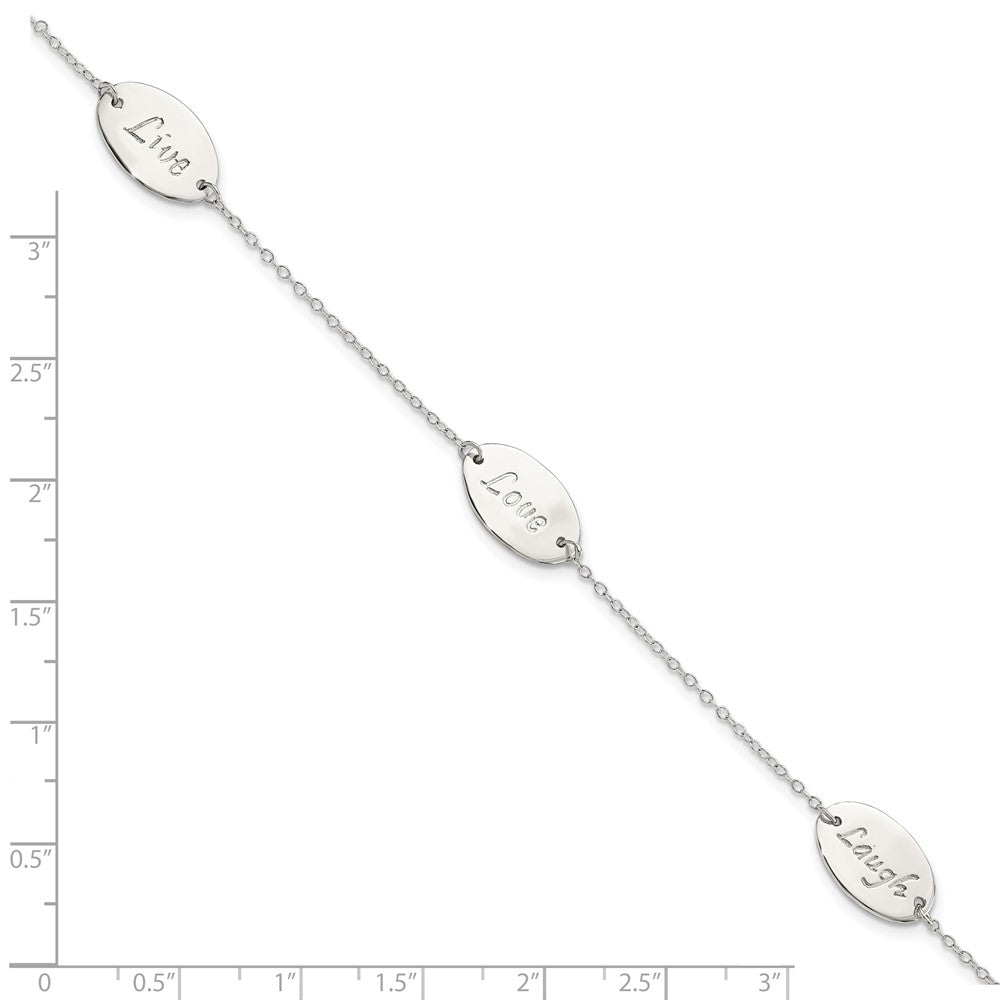 FJC Finejewelers 925 Sterling Silver Cable Polished Live Laugh Love 7.5in Bracelet 7.5 Inches x 9.2 mm