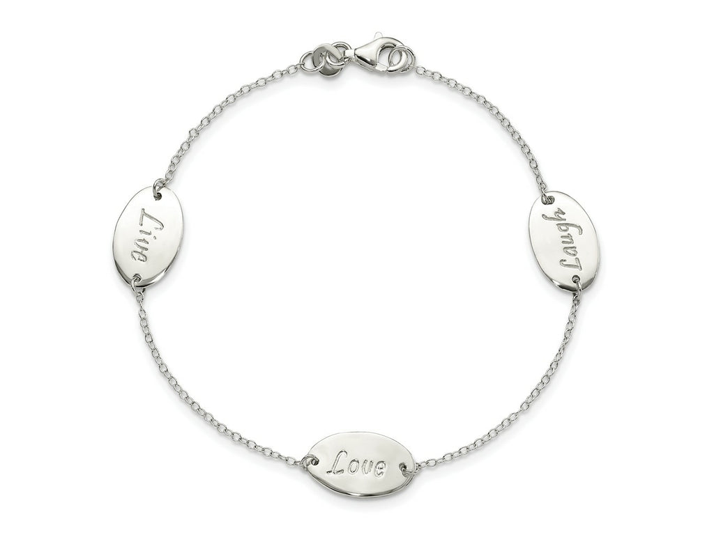 FJC Finejewelers 925 Sterling Silver Cable Polished Live Laugh Love 7.5in Bracelet 7.5 Inches x 9.2 mm