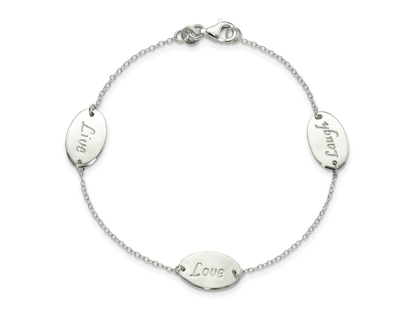 FJC Finejewelers 925 Sterling Silver Cable Polished Live Laugh Love 7.5in Bracelet 7.5 Inches x 9.2 mm