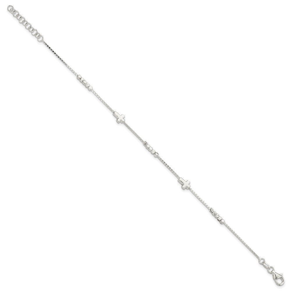 FJC Finejewelers 925 Sterling Silver Fancy Bead and Cross with 1in ext Bracelet 8 Inches x 4.73 mm