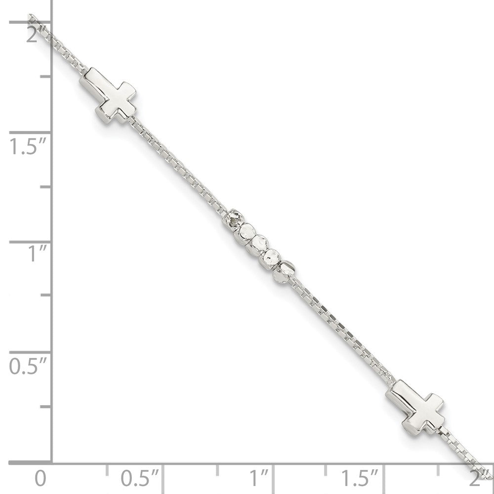 FJC Finejewelers 925 Sterling Silver Fancy Bead and Cross with 1in ext Bracelet 8 Inches x 4.73 mm