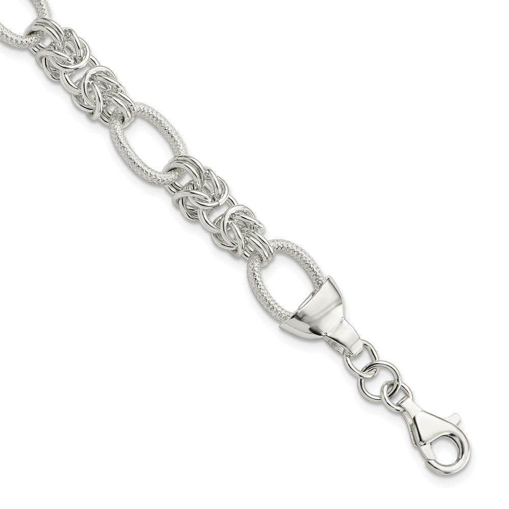 FJC Finejewelers 925 Sterling Silver Polished and Texture Fancy Link 7.5in Bracelet 7.5 Inches x 10.15 mm