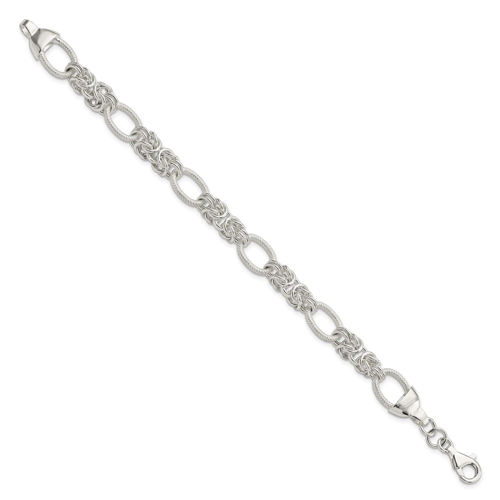 FJC Finejewelers 925 Sterling Silver Polished and Texture Fancy Link 7.5in Bracelet 7.5 Inches x 10.15 mm