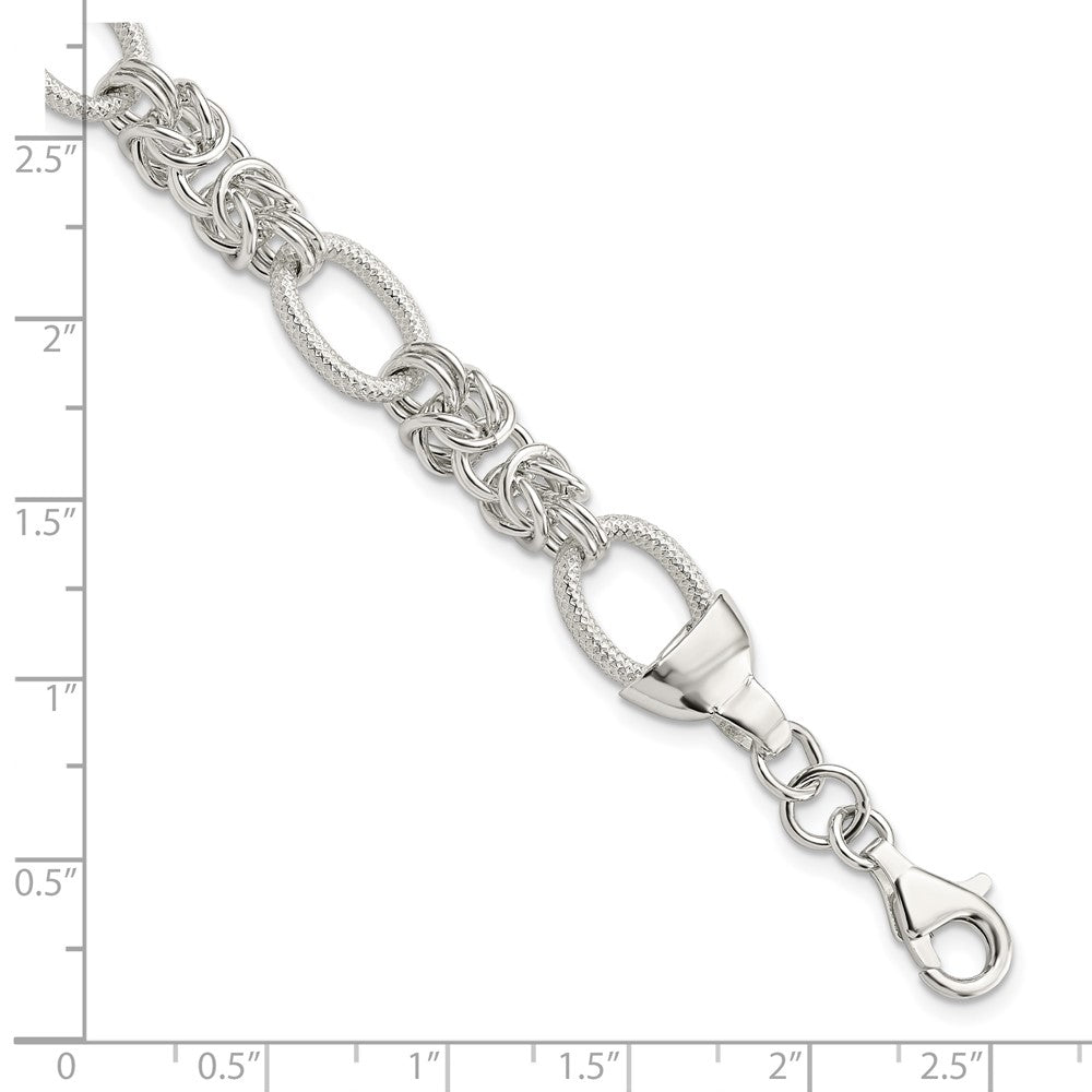 FJC Finejewelers 925 Sterling Silver Polished and Texture Fancy Link 7.5in Bracelet 7.5 Inches x 10.15 mm