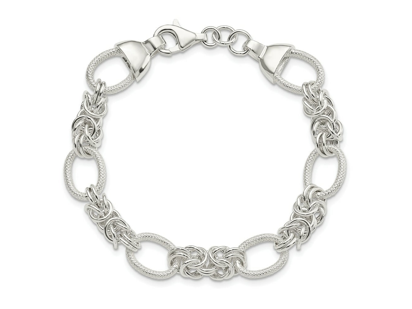 FJC Finejewelers 925 Sterling Silver Polished and Texture Fancy Link 7.5in Bracelet 7.5 Inches x 10.15 mm