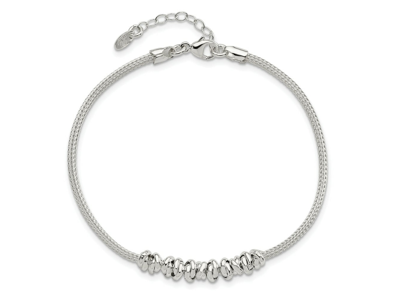 FJC Finejewelers 925 Sterling Silver Fancy Polished Beaded with 1in ext Bracelet 8 Inches x 5 mm